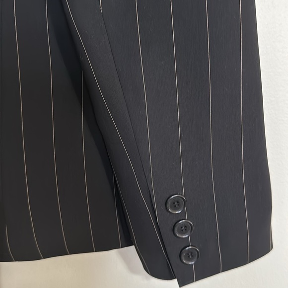 Anne Klein Black with White Pin Stripe Two-Button Blazer, Size 10 - Picture 3 of 8